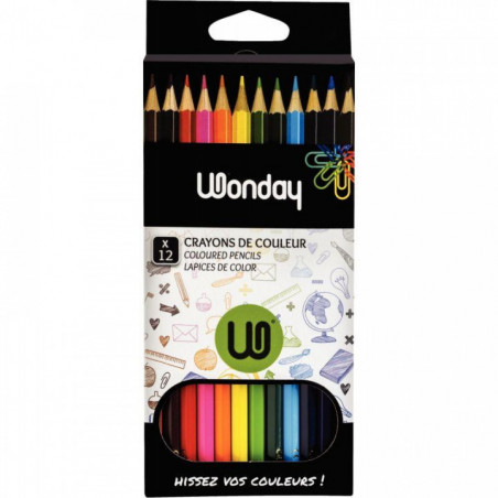 CRAYONS COULEUR *PQT12* 18cm  ASSORTIS FCG000092