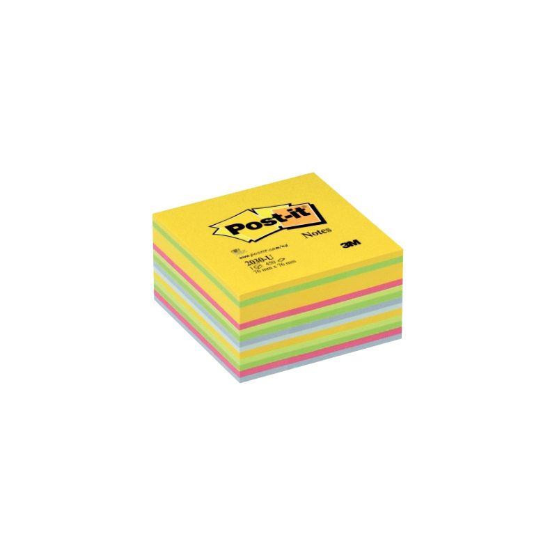 CUBE DE 450 FEUILLES DE NOTES POST-IT REPOSITIONNABLES 76 X 76 MM COULEURS ASSOR