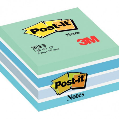 CUBE DE 450 POST-IT AQUARELLE BLEU