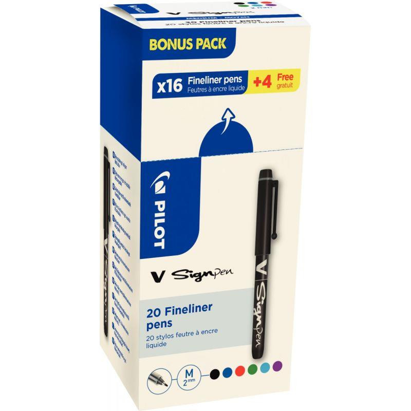 ECOPACK DE 16+4 GRATUITS STYLO FEUTRES VSIGN ASSORTIS