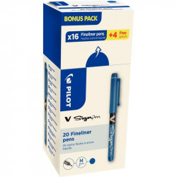 ECOPACK DE 16+4 GRATUITS STYLO FEUTRES VSIGN BLEUS