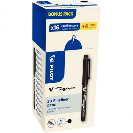 ECOPACK DE 16+4 GRATUITS STYLO FEUTRES VSIGN NOIRS