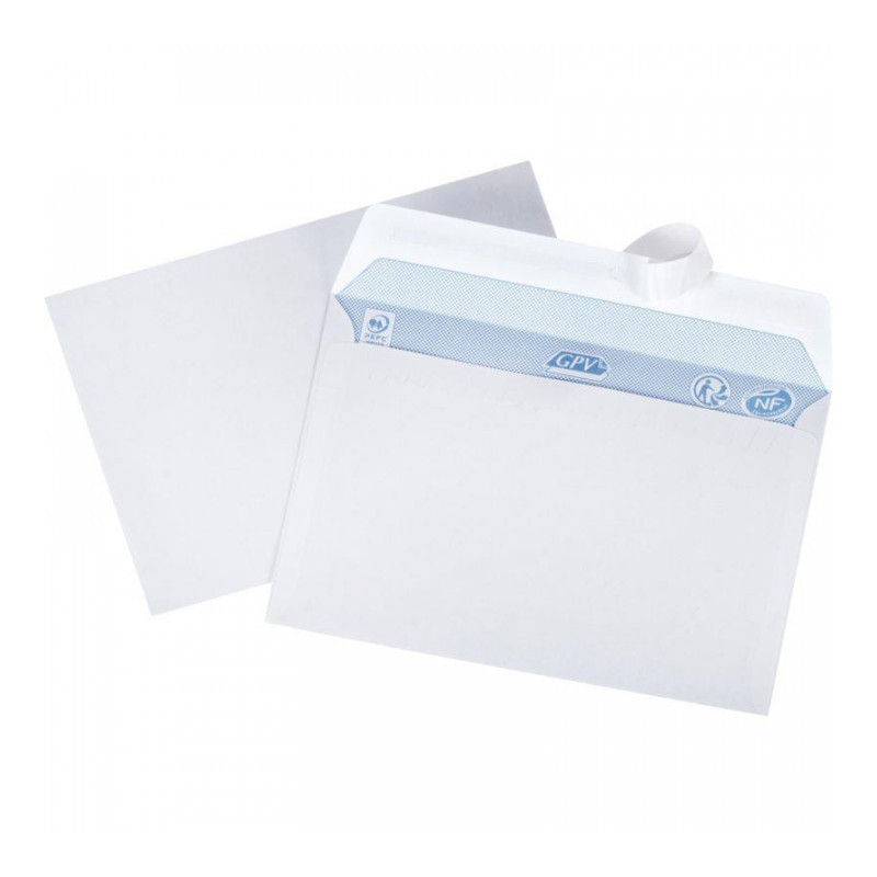 ENVELOPPES **BTE500** BLANCHES C6 114X162 80G/M² BP NF PEFC FEB.FRANCE