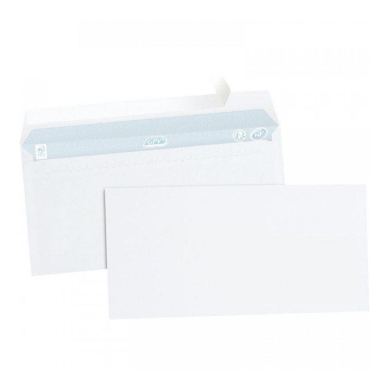 ENVELOPPES **BTE500**BLANCHES DL 110X220 80G/M² BP NF PEFC FAB.FRANCE