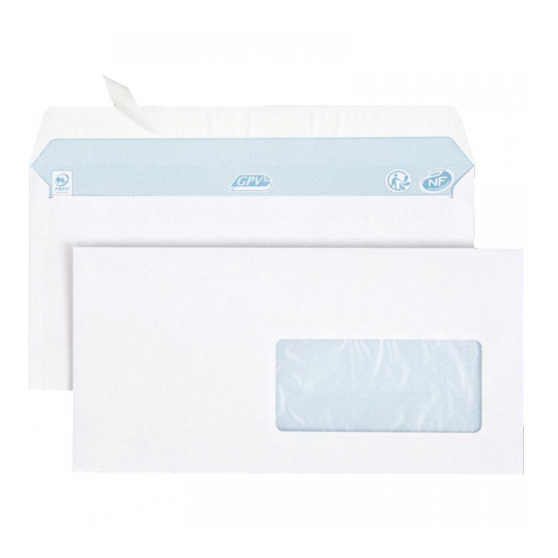 ENVELOPPES**BTE500* BLANCHES DL 110X220 80G/M F.45X100 BP NF PEFC FAB.FRANCE