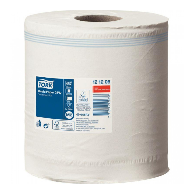 ESSUIE-TOUT BOBINE À DÉVIDAGE TORK 121206  CENTRAL *PQT 6*C M2  2 PLIS 160M 457F  RÉSISTANTE  ABSORBANT 100% RECYCLE  FSC ECOLAB