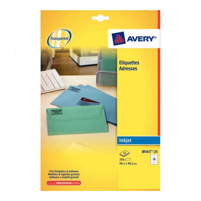 ETIQUETTE ADRESSE LASER INISIBLEV 99,1X33,9 AVERY L7562  BTE400 SUR FEUILLE A4 A