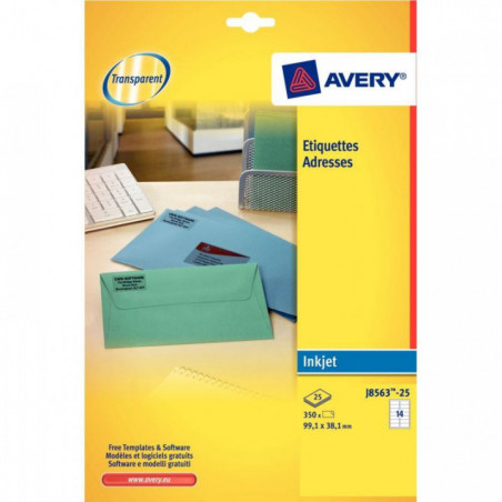 ETIQUETTE ADRESSE LASER INISIBLEV 99,1X33,9 AVERY L7562  BTE400 SUR FEUILLE A4 A