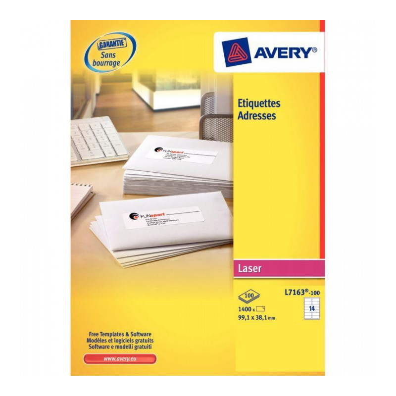 ÉTIQUETTES 635X381  *BTE DE 2100**  E LASER   AVERY L7160-100 FSC