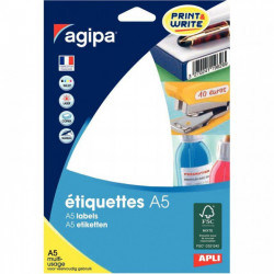 ETIQUETTES ADHESIVES A5 46x97 BLANCHES ETUI DE 96