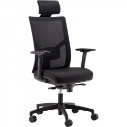 FAUTEUIL ELEGANZE FAB FRANCE SYNCHRONEAVEC TÉTIÈRE  NOIR/ NOIR SOUTIEN LOMBAIRE ACCOUDOIRS REGLABLES 3D GARANTIE 5 ANS