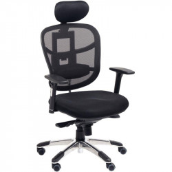 FAUTEUIL ERGONOMIQUE BALZAC  SYNCHRONE SOUTIEN LOMBAIRE NF NOIR/DOS RESILLE ACCOUDOIRS REGLABLES ET TETIERE 3DPIET.ALU GARANTIE