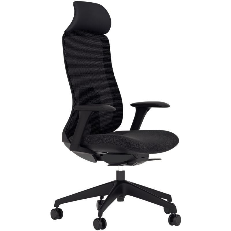 FAUTEUIL ERGONOMIQUE MAX SYNCHRONE SOUTIEN LOMBAIRE NF TETIERE REGLABLE 1DACCOUDOIRS REGLABLES 4D  NOIR/DOS RESILLE GARANTIE 5 A