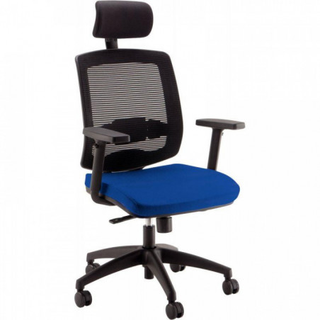 FAUTEUIL MALIC TRANSLATION + TÉTIÈRE BLEU 110KG SYNCHRONE SOUT LOMBAIRE