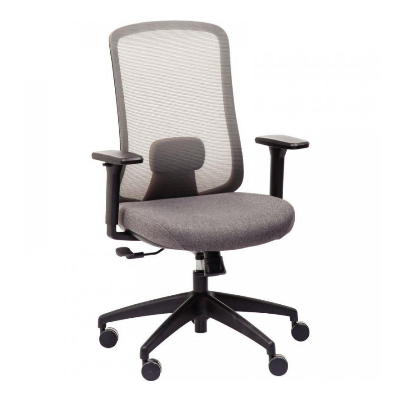 FAUTEUIL STARKLE SYNCHR. 3 posit.anti retour accoudoirs 3D  GRIS/NOIR dos resille NF   SOUTIEN LOMBAIRE GAR. 5 ANS 110KG