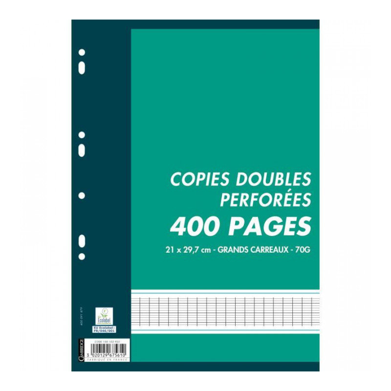 FEUILE COPIE DOUBLE A4 SEYES 70G BLANC*PQT100* (400 PAGES) 21X29 PERFOREE FAB France PEFC ECOLABEL CONQUERANT