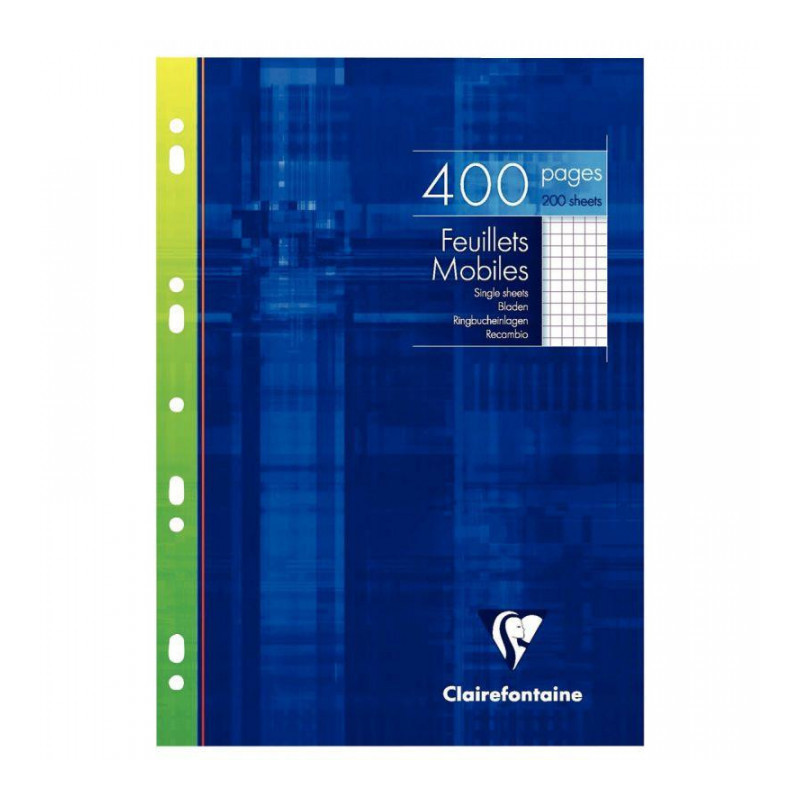 FEUILLE COPIE MOBILE A4 5X5 90G  BLANC *PQT200F* (400 PAGES) 21X29,7 PERFOREES FAB France  PEFC   CLAIREFONTAINE