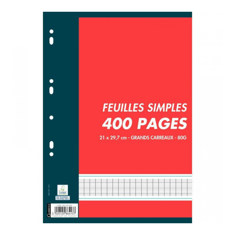 FEUILLE COPIE MOBILE A4 SEYES 70G BLANC *PQT200* (400 PAGES) PERFOREES  FAB France CALLIGRAPHE