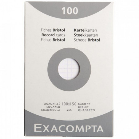 FICHE BRISTOL 10X15  5X5X BLANC PQT100   210 G PEFC FAB France