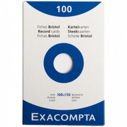 FICHE BRISTOL 10X15 UNI BLANC PQT100 210G  PEFC FAB France