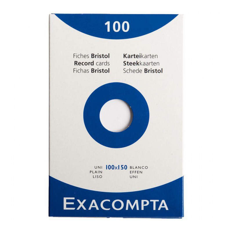 FICHE BRISTOL 10X15 UNI BLANC PQT100 210G  PEFC FAB France