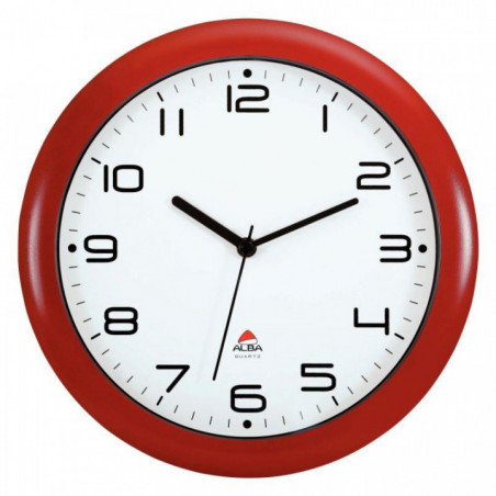 HORLOGE ROUGE SILENCIEUSE DIAMÈTRE 30CM