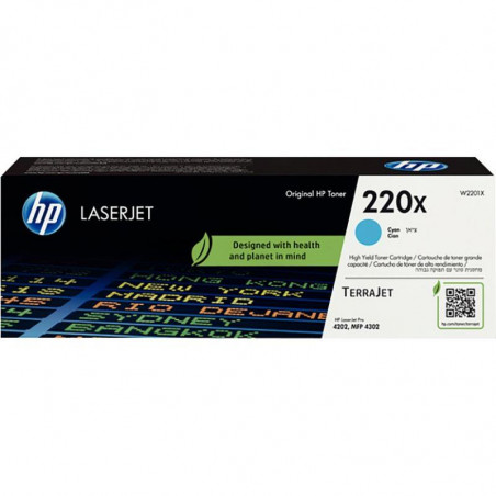 HP 220X TONER CYAN GRANDE CAPACITÉ AUTHENTIQUE (W2201X)