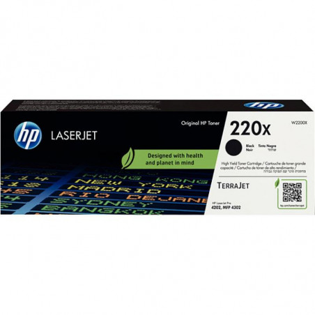 HP 220X TONER NOIR GRANDE CAPACITÉ AUTHENTIQUE (W2200X)