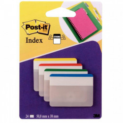 INDEX POST-IT RIGIDES LARGES 6 INDEX 4 COULEURS POSTIT L1158