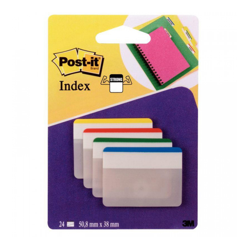 INDEX POST-IT RIGIDES LARGES 6 INDEX 4 COULEURS POSTIT L1158