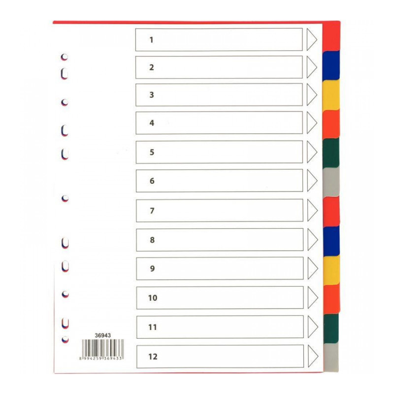 JEU DE 12 INTERCALAIRES À TOUCHES NEUTRES FORMAT MAXI PLUS 24,2X29,7 CM POLYPROP