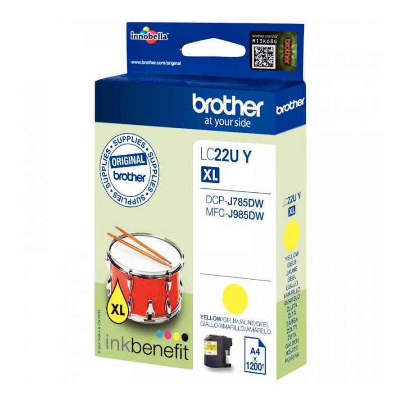 LC22UY JAUNE TAMBOUR HC BROTHER 12ML 1200P CART.J.ENC