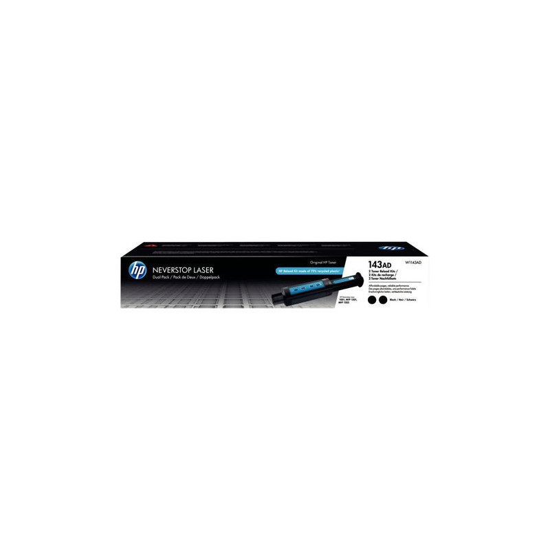 LOT 2, KIT DE RECHARGE TONER À LA MARQUE HP W1143AD NOIR