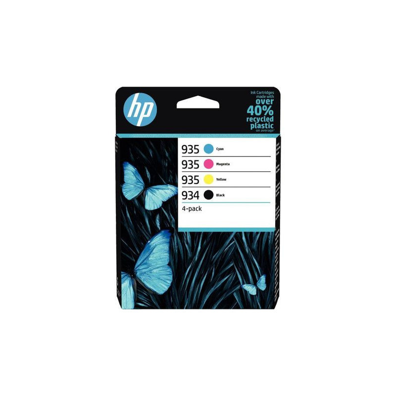 LOT DE 4 CARTOUCHES D'ENCRE À LA MARQUE HP 6ZC72AE NOIR CYAN MAGENTA ET JAUNE