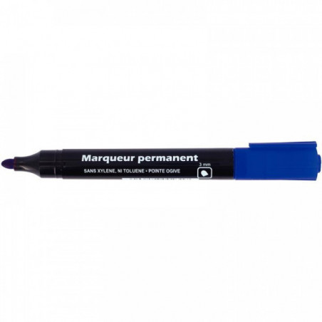 MARQUEUR BLEU  PERMANENT POINTE OGIVE 3MM