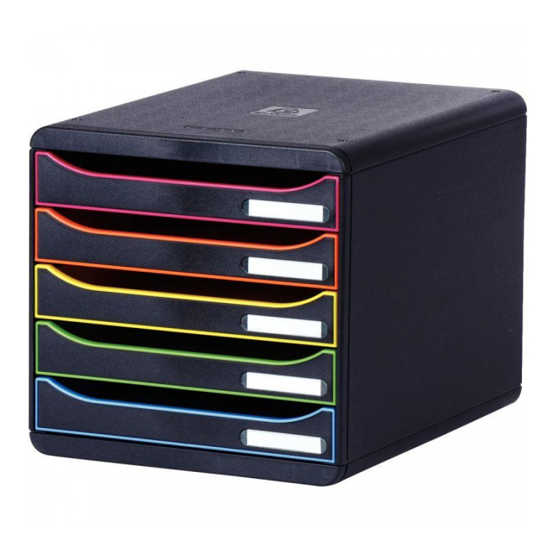 MODULE 5 TIROIRS A4+  NOIR/ARLEQUIN BIGBOX PLUS  100 % RECYCLE ANGE BLEU  L27,8 X H27,1 X P34,7CM