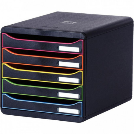 MODULE 5 TIROIRS A4+  NOIR/ARLEQUIN BIGBOX PLUS  100 % RECYCLE ANGE BLEU  L27,8 X H27,1 X P34,7CM