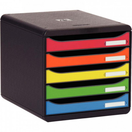 MODULE 5 TIROIRS A4+  NOIR/ARLEQUIN BIGBOX PLUS  100 % RECYCLE ANGE BLEU  L27,8 X H27,1 X P34,7CM