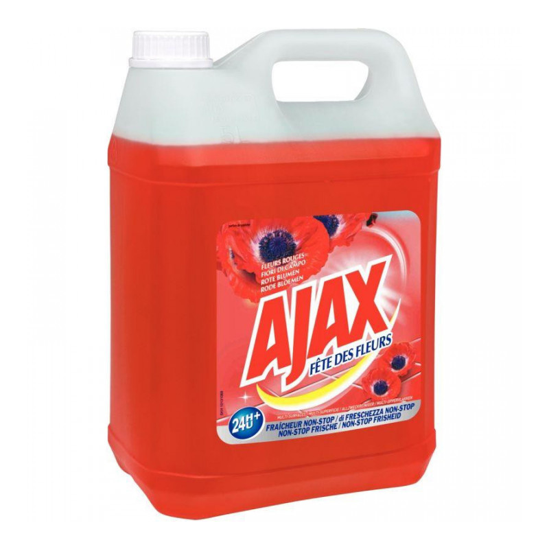 NETTOYANT DETERGENT SOL ET SURFACES AJAX FETE DES FLEURS ROUGES *FAB France* 5L