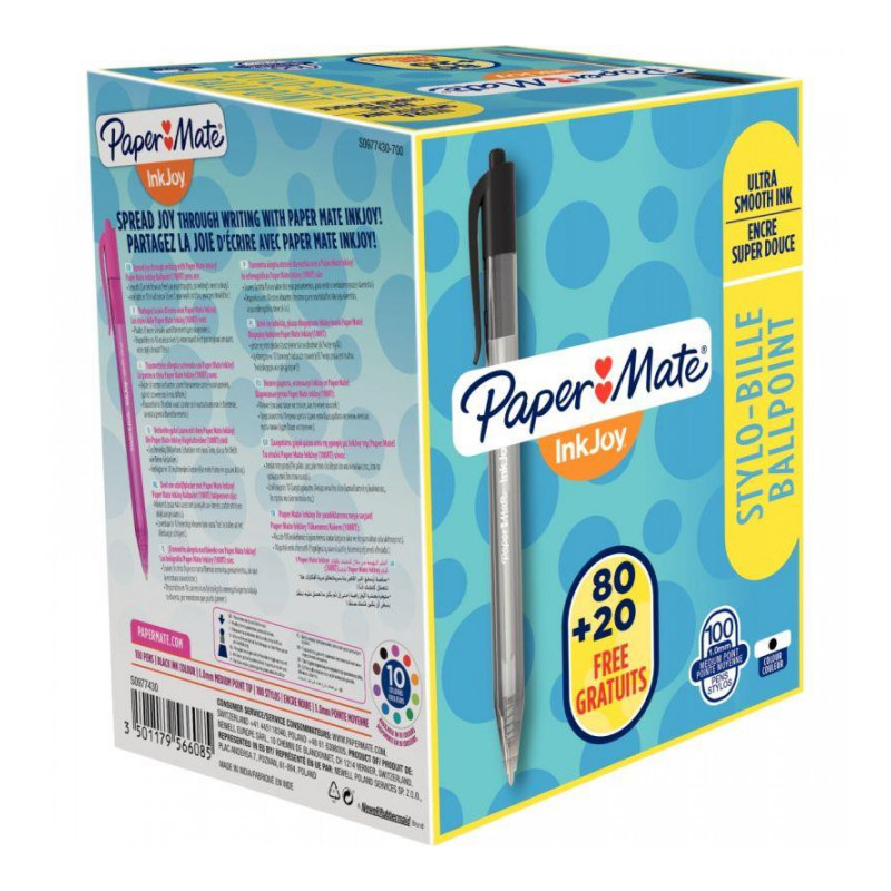 PACK NOIR 80 STYLO BILLE INKJOY 100RT + 20 GRATUITS PAPERMATE S0977430