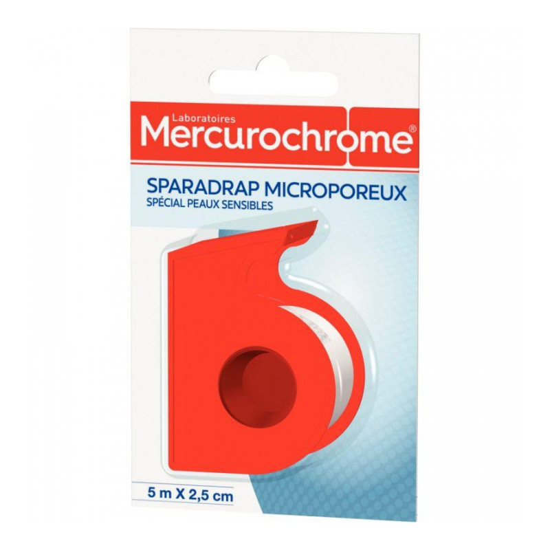 PANSEMENT SPARADRAP MICROPOREUX 5MX2,5CM BTE 50 MERCUROCHROME