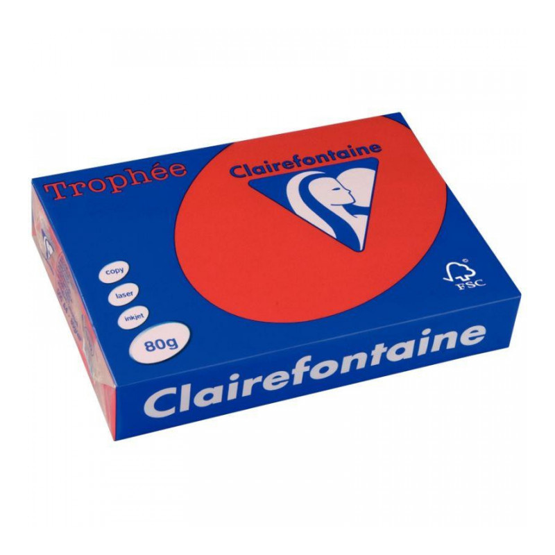 PAPIER A480G  A4 ROUGE  GROSEILLE* 500F* *1782*  TROPHEE CLAIREFONTAINE