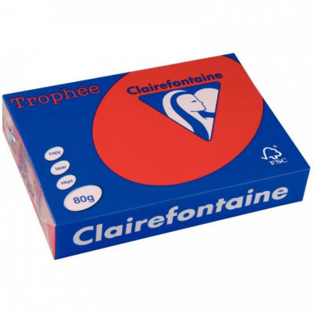 PAPIER A480G  A4 ROUGE  GROSEILLE* 500F* *1782*  TROPHEE CLAIREFONTAINE