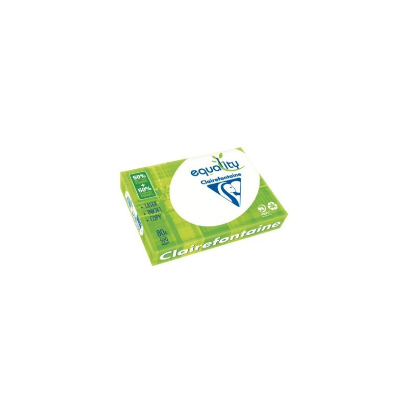 PAPIER A4 80G BLANC EQUALITY 50% FIBRE VIERGE + 50% FIBRE RECYCLEE RTE 500 1