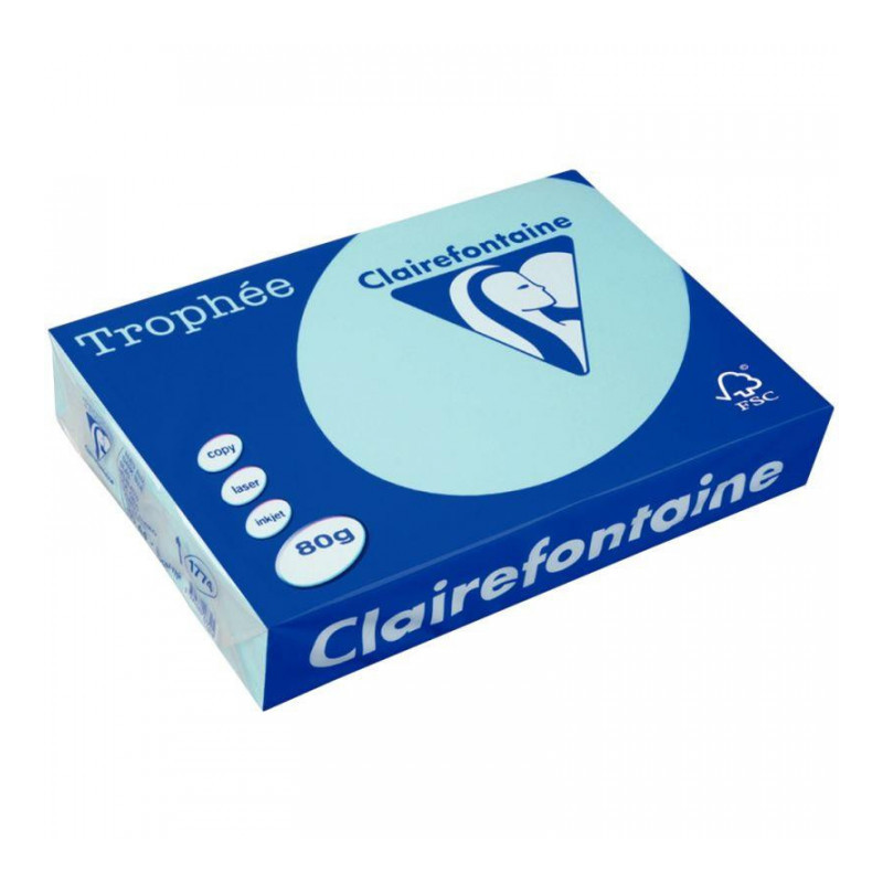 PAPIER A4  80G  *RAMETTE 500F.* *1774* BLEU ALIZÉ TROPHEE CLAIREFONTAINE