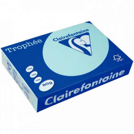 PAPIER A4  80G  *RAMETTE 500F.* *1774* BLEU ALIZÉ TROPHEE CLAIREFONTAINE