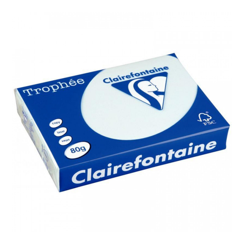 PAPIER A4 80G ** RAMETTE 500F.** TROPHEE COULEUR BLEU CLAIREFONTAINE FSC 1971C