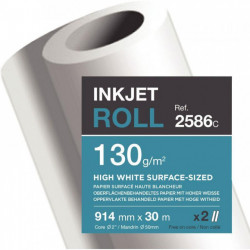 PAPIER COUCHE IMP. *PQT2*COUL. EXTRA BLANC 130 G 914MMx30 M  ROULEAUX 2586C