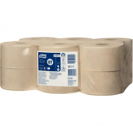 PAPIER HYGIÉNIQUE JUMBO T2 PQT12 2 PLIS NATUREL TORK 100% FIBRES RECYCLES