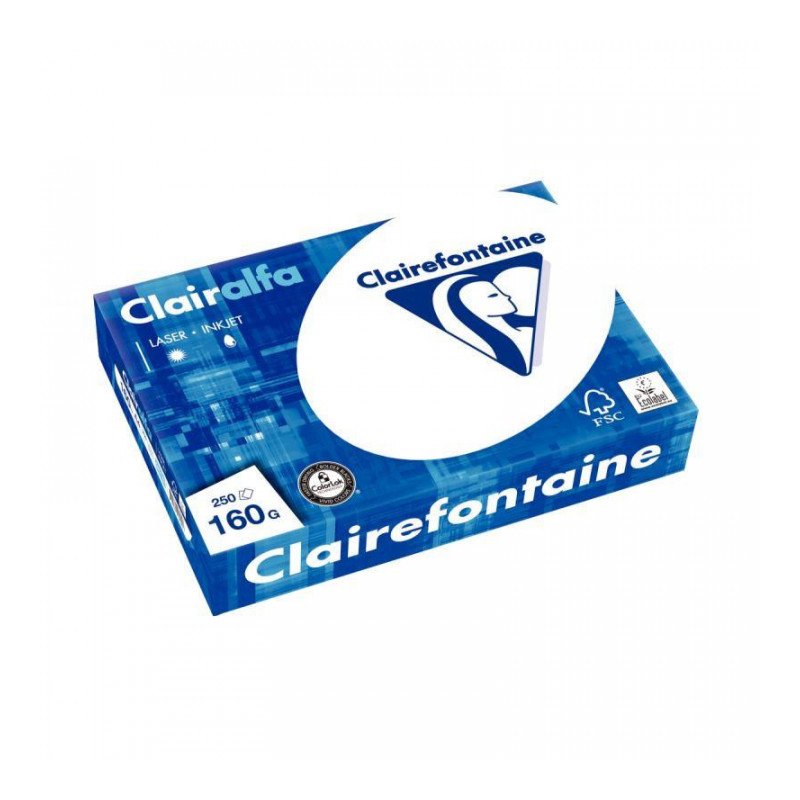 PAPIER **R250F**CLAIRALFA A4 160G BLANC   2618C ECOLABEL FSC COLORLOK